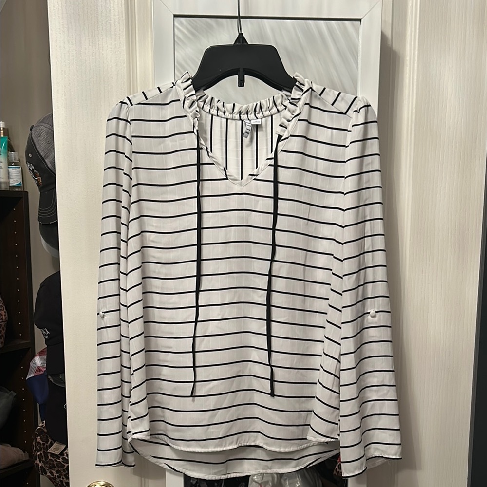 Elle Striped Black and White Women's Top